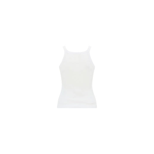 White Cotton Sleeveles T-Shirt