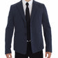 Blue Cotton Stretch Casual Blazer