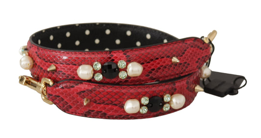 Elegant Red Python Leather Shoulder Strap