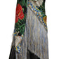 Elegant Floral Silk Scarf with Fringes