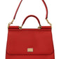 Sicily Bag in Red Leather with Gold Accents
