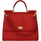 Sicily Bag in Red Leather with Gold Accents
