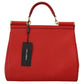 Sicily Bag in Red Leather with Gold Accents