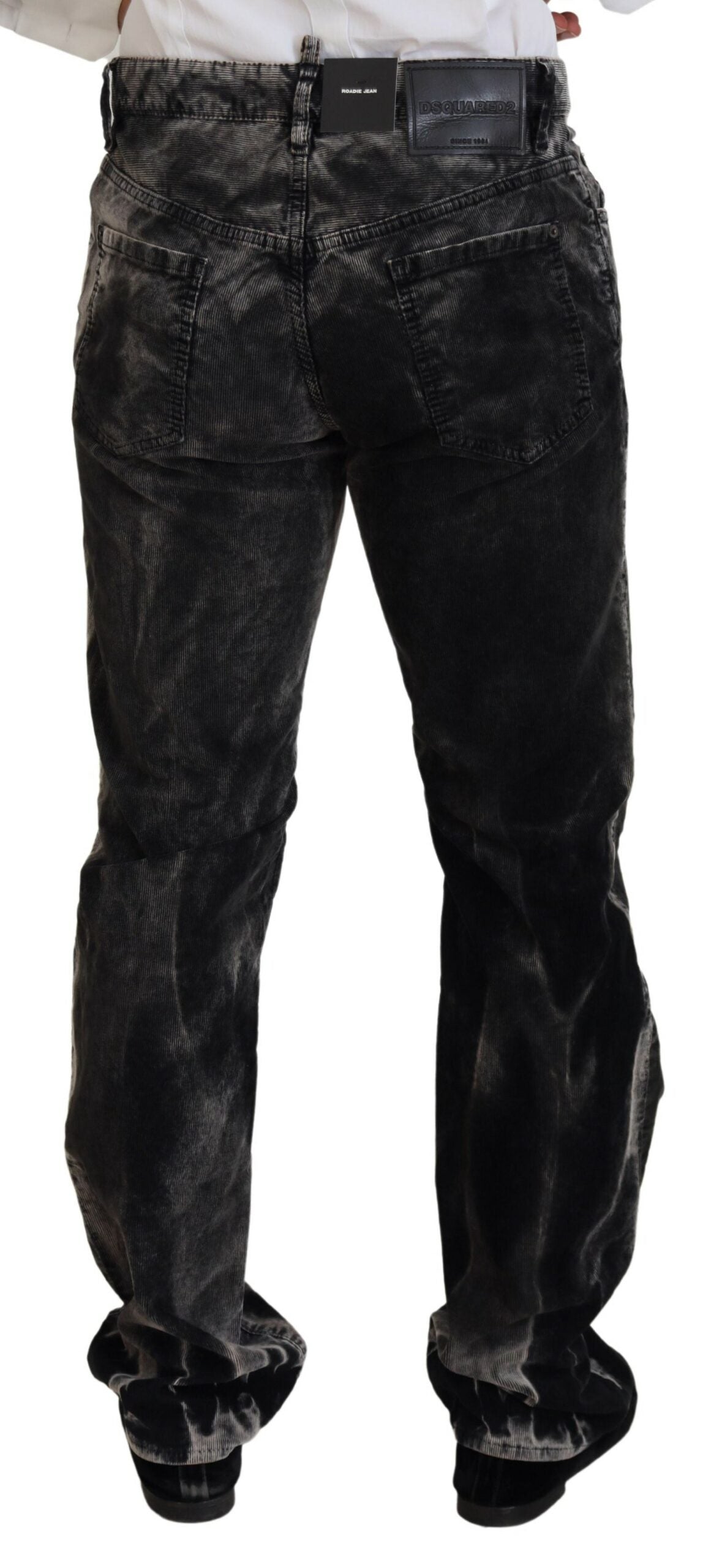 Gray Cotton Corduroy Straight Fit Men Denim Jeans