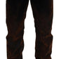 Brown Washed Cotton Straight Fit Casual Denim Jeans