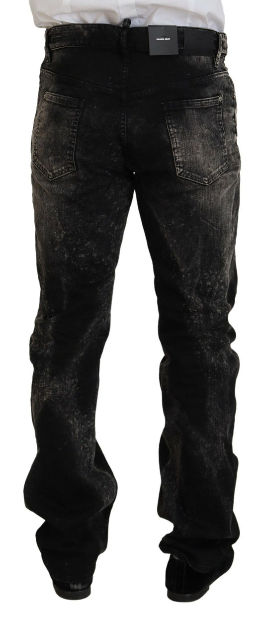 Black Washed Cotton Straight Fit Casual Denim Jeans