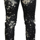 Black Washed White Color Splash Casual Denim Jeans