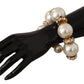 Opulent Gold Tone Bracelet with Crystals and Pearls