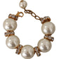 Opulent Gold Tone Bracelet with Crystals and Pearls