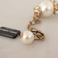 Elegant Faux Pearl Charm Necklace with Crystal Accents