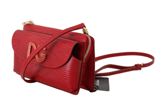 Elegant Crimson Crossbody Leather Bag