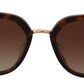Irregular Brown Acetate Sunglasses for Women