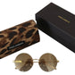 Vintage-Inspired Round Golden Sunglasses