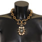 Elegant Gold Statement Necklace with Crystals