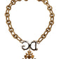 Elegant Gold Statement Necklace with Crystals