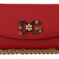 Elegant Red Leather Shoulder Bag with Gold Details