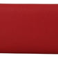 Elegant Red Leather Shoulder Bag with Gold Details