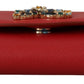 Elegant Red Leather Shoulder Bag with Gold Details