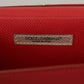 Elegant Red Leather Shoulder Bag with Gold Details