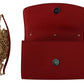 Elegant Red Leather Shoulder Bag with Gold Details