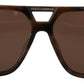 Elegant Unisex Brown Acetate Sunglasses