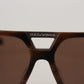 Elegant Unisex Brown Acetate Sunglasses