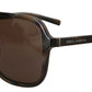 Elegant Unisex Brown Acetate Sunglasses