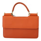 Exquisite Orange Leather Clutch with Gold Accents