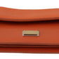 Exquisite Orange Leather Clutch with Gold Accents