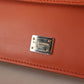 Exquisite Orange Leather Clutch with Gold Accents