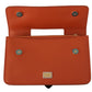 Exquisite Orange Leather Clutch with Gold Accents