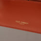 Exquisite Orange Leather Clutch with Gold Accents