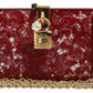 Elegant Dark Red Box Clutch with Gold Detailing