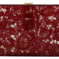 Elegant Dark Red Box Clutch with Gold Detailing