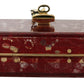 Elegant Dark Red Box Clutch with Gold Detailing