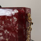 Elegant Dark Red Box Clutch with Gold Detailing
