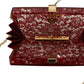 Elegant Dark Red Box Clutch with Gold Detailing