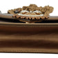 Elegant Bronze Leather Shoulder Bag with Chain Strap