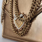 Elegant Bronze Leather Shoulder Bag with Chain Strap