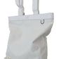 Elegant White Nylon Tote Bag with Leather Accents