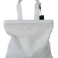Elegant White Nylon Tote Bag with Leather Accents