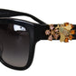 Elegant Gold-Embellished Black Sunglasses