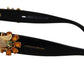 Elegant Gold-Embellished Black Sunglasses