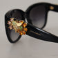 Elegant Gold-Embellished Black Sunglasses