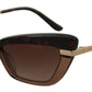 Elegant Cat Eye Sunglasses in Brown & Gold