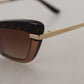 Elegant Cat Eye Sunglasses in Brown & Gold