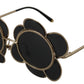 Chic Floral-Formed Black and Gold Sunglasses