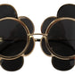Chic Floral-Formed Black and Gold Sunglasses