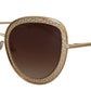 Elegant Lace-Patterned Gold Sunglasses