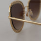 Elegant Lace-Patterned Gold Sunglasses